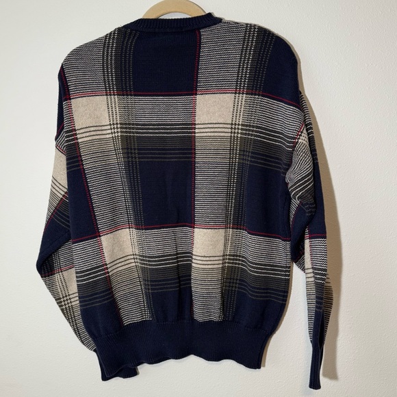 Nautica Navy Plaid Cotton Sweater Men’s Size M - Picture 4 of 5